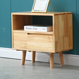 舒歌床头柜实木 原木床头柜卧室小型实木床头柜简易 小床头柜现代简约 原木色单抽屉50x30*55CM