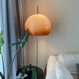 鸿登中古风落日蘑菇灯客厅落地灯沙发旁边卧室床头灯包豪斯复古氛围感 落地灯沙镍+茶色灯罩