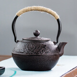 瓷牌茗茶具 铁壶铸铁泡茶壶家用烧水壶煮茶单壶仿日式手工生铁老铁壶 牡丹铁壶 1.2L