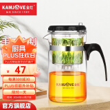 金灶（KAMJOVE）玻璃茶壶 按压式飘逸杯 茶水壶玻璃茶具 茶水分离杯泡茶器泡茶壶 TP-200/1L超大容量