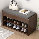 悦美妙 换鞋凳现代简约家门口穿鞋凳试鞋凳多功能防尘收纳储物柜鞋柜 【加厚坐垫款】原野橡木色60CM