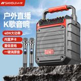 山水（SANSUI）D35S广场舞音响户外K歌直播带声卡超重低音炮便携式蓝牙音箱播放器带双话筒电木吉他民谣乐器音箱