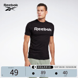 Reebok锐步官方男子TEE黑色室内健身印花运动训练圆领短袖T恤 GJ0136 黑色 S