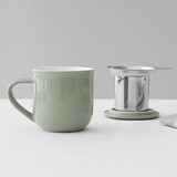 VIVA scandinavia马克杯情侣陶瓷杯带茶漏带盖带手柄茶水分离茶杯咖啡杯 350ml 石绿 带盖带茶漏1只【V81446】