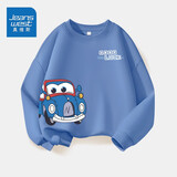 真维斯男童套装秋季新款儿童秋天卡通上衣中大童小男孩外穿薄款运动秋装 【薄款圆领】雾霾蓝（怪诞） 150