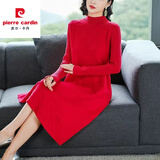 皮尔卡丹羊毛针织连衣裙女冬天配d衣的2023春冬新款洋气加厚打底衫内搭毛 红色 2XL 125-135斤