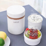 阿司倍鹭（ASVEL）保温饭盒微波炉加热  大容量多层分隔不锈钢学生成人餐盒 象牙色800ml送元气包