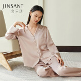 金三塔睡衣女真丝桑蚕丝素色简约可外穿简奢家居服