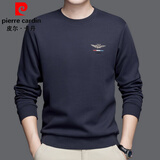 皮尔卡丹（pierre cardin）男士卫衣春秋款重磅无帽含蚕丝t恤长袖宽松大码落肩袖圆领打底衫