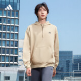 adidas情侣加绒加厚宽松连帽套头长袖卫衣男女冬季阿迪达斯轻运动   土地棕   M