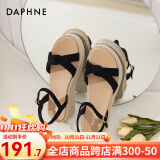 达芙妮（DAPHNE） 凉鞋女一字带厚底沙滩女鞋2024夏季新款平底休闲单鞋罗马鞋女 黑色 40 【有货，联系客服修改码数】