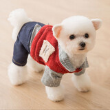 喵先生 宠物狗狗衣服小型犬泰迪衣服冬季狗衣服小狗幼犬衣服四脚棉 红色格子四脚裤S码 建议3-5斤内