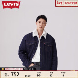 Levi's【情侣同款】李维斯情侣装牛仔棉服外套潮流仿羊羔绒 深牛仔色 XL