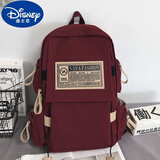 迪士尼（Disney）书包小众女大学生大容量男高中生初中生背包中学生女生电脑双肩包 红色(不带挂件) 现货