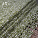 锦品 日式棉麻编织地毯客厅卧室床边毯薄款野餐毯可机洗玄关门口定制 麻色绿 120x180cm