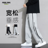 Foss Phil裤子男士春夏季宽松男裤百搭阔腿直筒运动休闲裤K3220灰色3XL