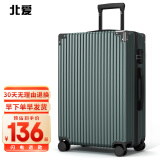 北爱行李箱拉杆箱男万向轮旅行飞机大容量密码登机小型皮箱子 墨绿色 26英寸