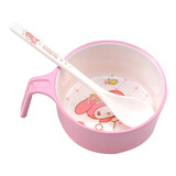五和（WUHE）辅食碗儿童餐具宝宝吃饭碗卡通带手柄婴幼儿碗耐树脂食品级防烫 美乐蒂单柄碗300ML+勺子