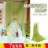 靓做 纱幔网纱布婚礼纱幔窗帘纱网纱布料幼儿园环创网纱舞台拍摄道具 绿色2米【1.6米宽】