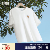 森马（Semir）[凉感T]x超级植物短袖T恤女抗菌2024夏宽松刺绣上衣109324100007