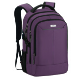 七匹狼双肩包男大容量高中学生书包15英寸16英寸笔记本商务电脑包女背包 四层紫色