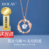 BOEAY莫比乌斯环999纯银项链女吊坠银首饰品纪念日生日礼物送女友老婆 羽你相伴玫瑰金/七仓发货/次日达