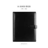 手工真皮本活页头层牛皮记事本商务简约高档手帐礼品办公会议记录本公司礼品奖励笔记本子封面定制印logo 【A5】全真皮商务黑-按扣