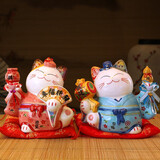 吉善缘 夫妻猫招财猫摆件 结婚礼物送新娘闺蜜新人朋友婚庆新婚订婚礼品 大号幸福良缘一对【彩盒包装】