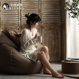 艾庶懒人沙发豆袋客厅小户型布艺单人欧式现代科技布阅读小沙发可拆洗 PB11-浅卡 旗舰款（120*120cm）嫁装：脚蹬+抱枕+盖毯