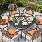 莫 家户外烧烤桌椅铸铝庭院休闲bbq烧烤架家用木炭烧烤炉 【火锅】6张拉菲椅+120cm鸳鸯桌