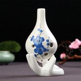 木火6孔陶笛中音C调星空专业演奏学校教学陶笛免费刻字初学长嘴六孔AC 教学款6孔蓝梅+小陶笛