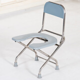 LikeToo折叠不锈钢坐便椅孕妇坐便器老人大便椅厕所凳蹲厕改坐厕椅移动蹲坑神器 灰色U板方背款38CM高(送坐垫)