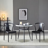 靓威（LW） 办公洽谈桌椅组合圆形店铺接待桌小圆桌休息区桌椅阳台 一桌两椅（黑色塑料椅）