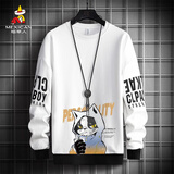 稻草人（MEXICAN）卫衣男士ins潮流宽松长袖T恤青少年圆领套头上衣 白色 3XL