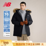 NEW BALANCE NB官方24新款羽绒服男女同款秋冬鸭绒连帽毛领中长款外套 BK AMJ43358 XL