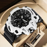 ABORNI王一博同款独角兽电子手表男夜光钢铁之心初高中学生女机械风卡休 双显款黑白