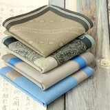 皇商全棉手 纯棉手绢男士大提花绅士手绢 男士全棉手帕口袋巾手绢大 J高古瓷绿+图腾绿+儒雅蓝灰边+灰