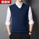 恒源祥背心男 春秋男士抗菌针织衫V领男士套头毛衣马甲坎肩 51QK2103 藏青 175/92A