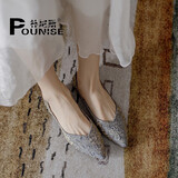 朴尼斯 Pounise 单鞋女韩版百搭气质浅口大码船鞋平底柔软小码女鞋子 PQM-07 紫色 39/245(1.5)