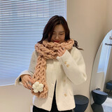 帝行（DIXING）手指围巾毛线编织材料包diy手工礼物送男女朋友自制粗线围脖学生情侣 奶茶色围巾材料包（泡芙花不用织）+教程