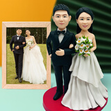 陶的传人照片定制软陶人偶送老婆老公闺蜜生日礼品结婚礼物新人新婚纪念日 22厘米双人（可定制其他尺寸）