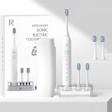 ZR/择柔声波电动牙刷成人男女士全自动充电式学生党软毛情侣套装礼盒装 感应充电【简约白】5枚软毛刷头+便携盒