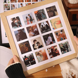 妍林居情侣拼图相框摆台照片定制加生日一周年送女友生日情人节新年礼物 10寸16宫格原木色框