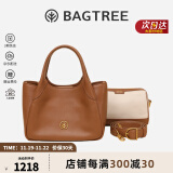 BAGTREE包包树墩墩包 2024新牛皮菜篮子手提水桶包斜挎女士包包生日礼物 烤棕色 bag tree包包树轻奢女包