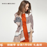 玛丽亚·古琦（MARJA KURKI）羊毛围巾女冬季 礼盒装保暖披肩围巾两用 千鸟格围脖女礼物 棕/灰