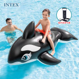 INTEX承重40kg大黑鲸坐骑 儿童成人水上游泳圈充气浮排床板戏水冲浪