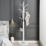 木樽欧式衣帽架卧室衣架落地客厅简约铁艺挂衣架室内单杆收纳衣服架子 理石底座(35cm加宽1.5cm加厚) 白