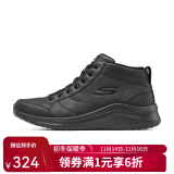 SKECHERS斯凯奇加绒秋冬男鞋中帮皮革休闲鞋保暖运动靴子 894027/BBK 全黑色 41.5