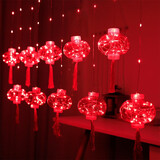 京唐  新年装饰灯led彩灯红灯笼闪灯阳台春节过年红灯笼窗帘冰条灯