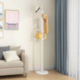 爱必居 实木衣帽架落地衣架挂衣架阳台卧室衣服架立式简易晒衣置衣架 圆盘款白色4.7cm粗【橡胶木】